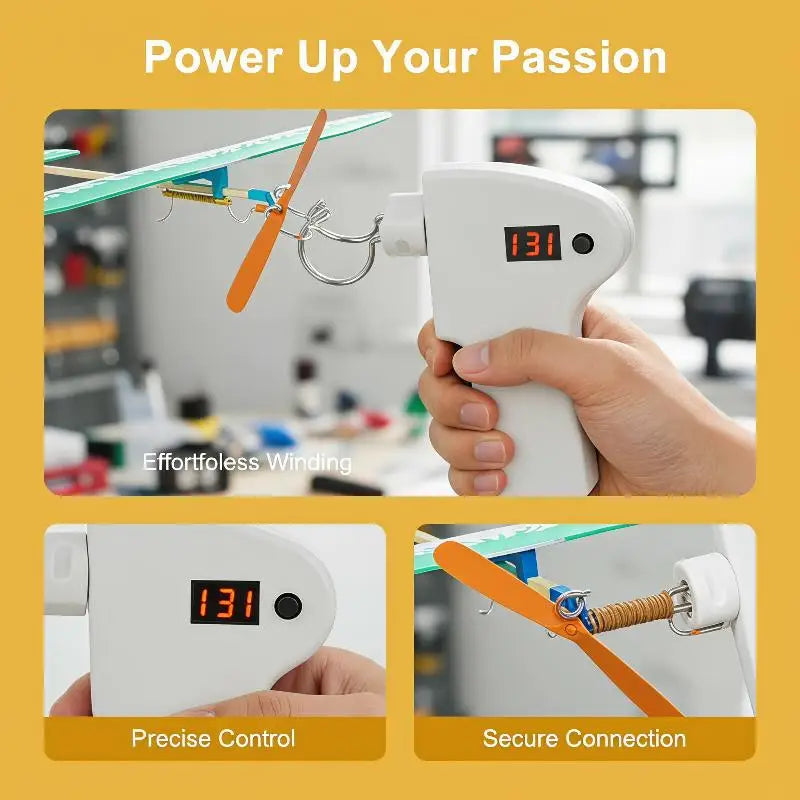 Electric Rubber Band Winder for Model Aircraft | LED Counter Hobby Winding Tool SPOT