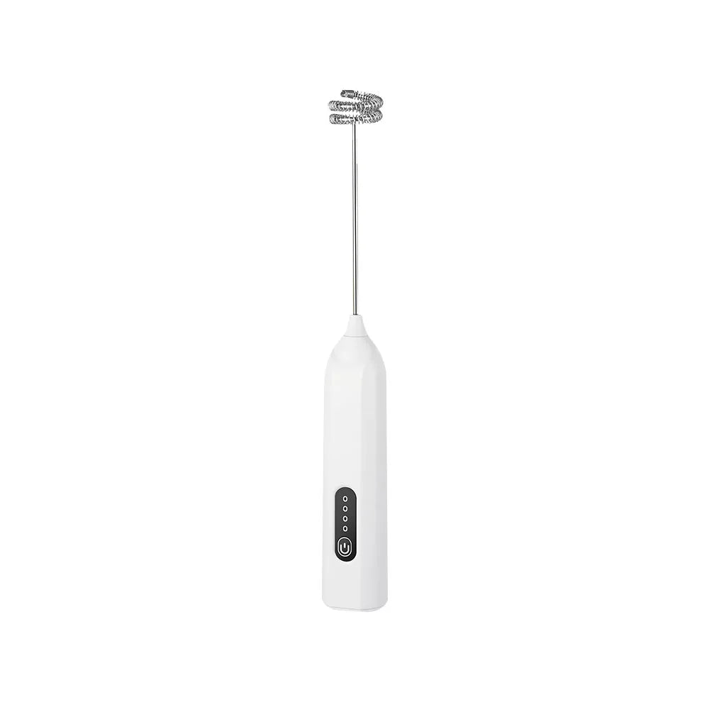 USB Rechargeable Electric Milk Frother – 3-Speed Handheld Whisk Milk Frother SPOT White