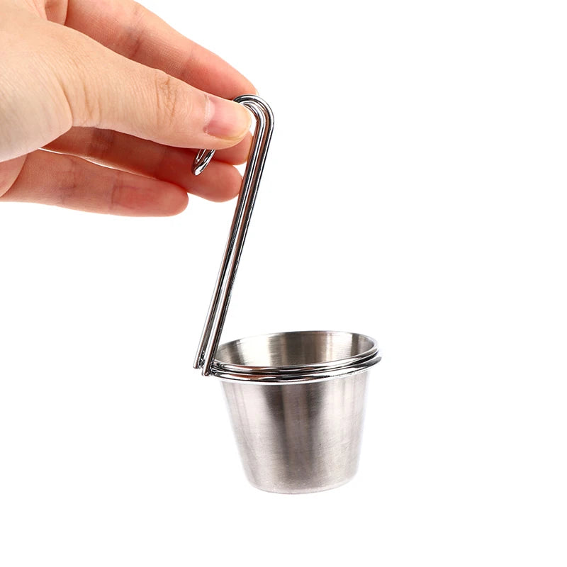Stainless Steel French Fry Cone Basket Stand with Sauce Cup Fry Serving Basket SPOT