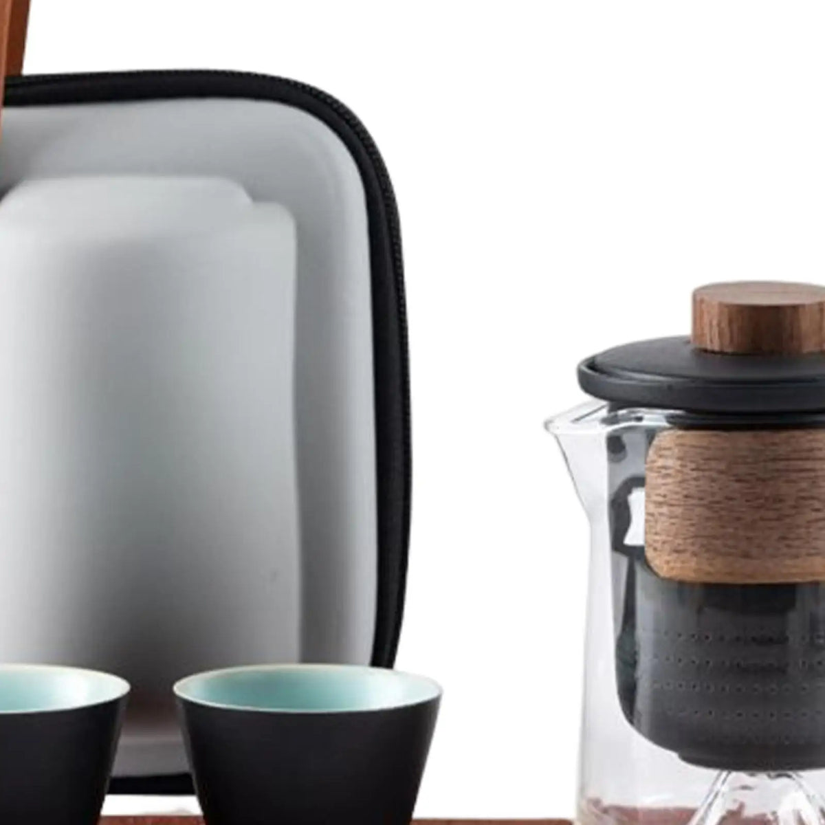 Kung Fu Ceramic Travel Tea Set – Teapot, Infuser & 3 Cups Ceramic Tea Set SPOT black