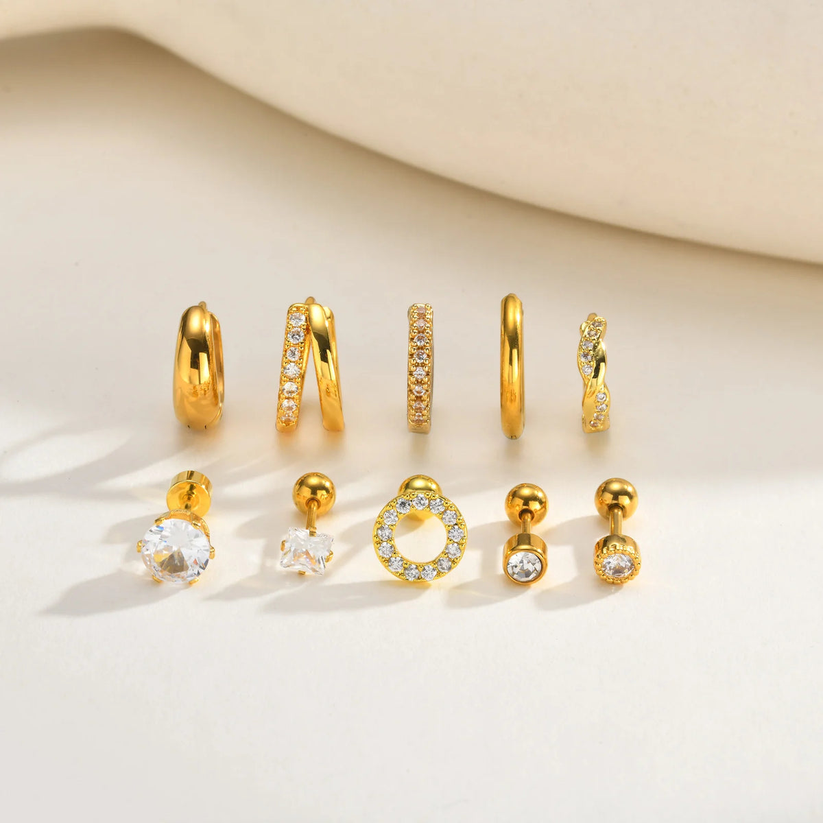 Geometric Huggie Hoop Earrings – Hypoallergenic CZ 2-Pack Huggie Hoop Earrings SPOT