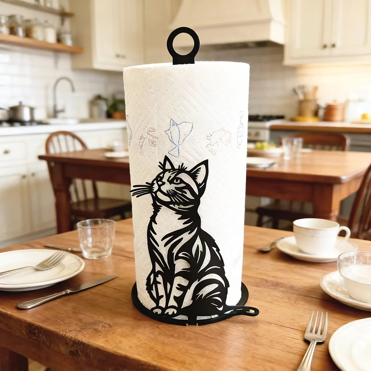 Cat-Shaped Paper Towel Holder – Freestanding Kitchen Organizer Paper Towel Holder SPOT