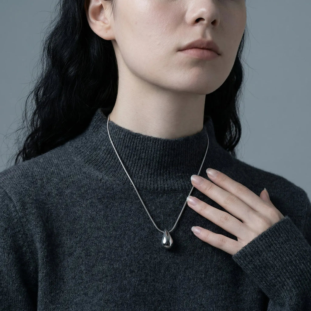 Water Droplet Pendant Necklace – Stainless Steel, Waterproof Pendant Necklace SPOT