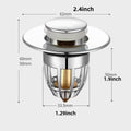 Pop-Up Chrome Sink Drain Stopper with Hair Catcher Filter Sink Drain Stopper SPOT GLS 1pc