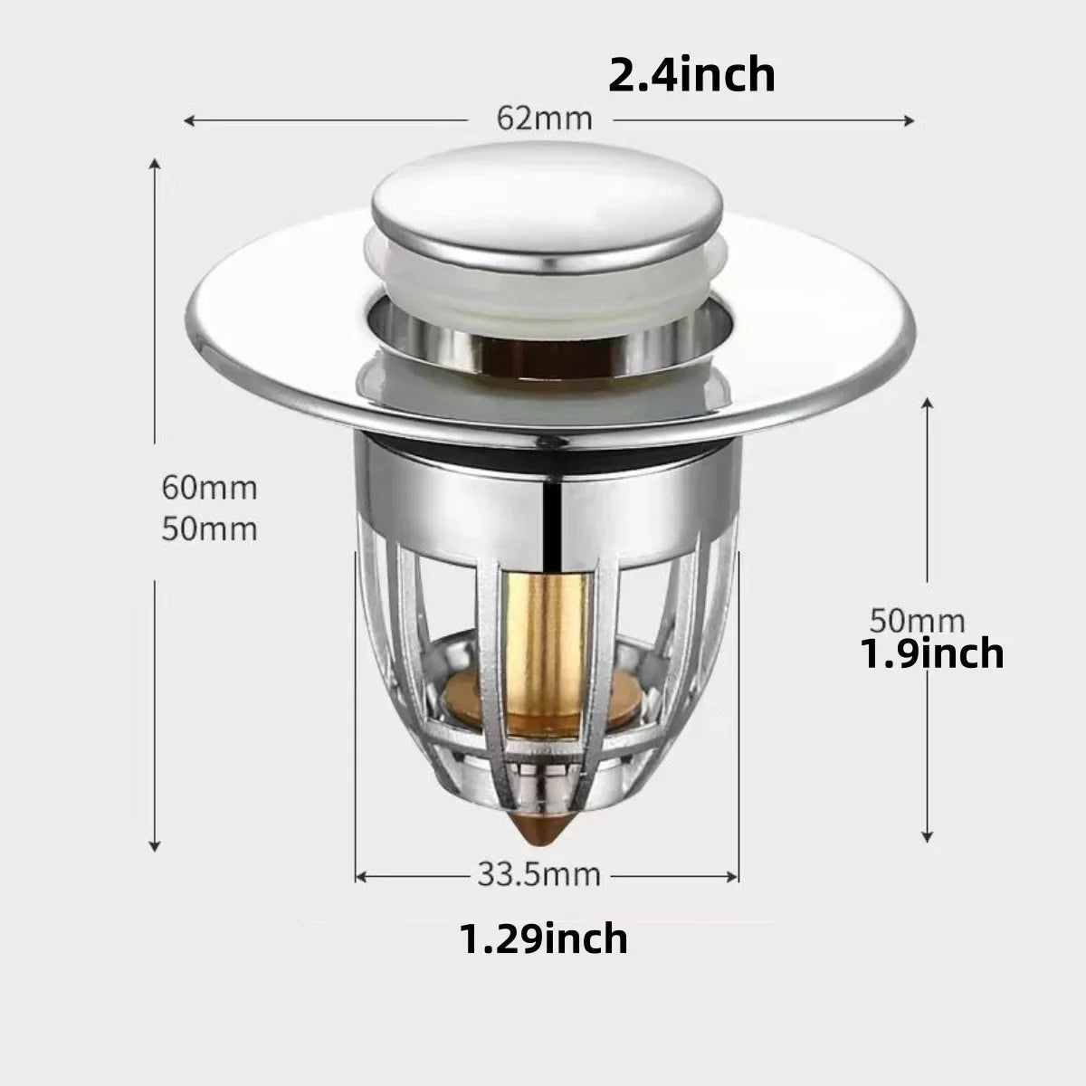 Pop-Up Chrome Sink Drain Stopper with Hair Catcher Filter Sink Drain Stopper SPOT GLS 1pc