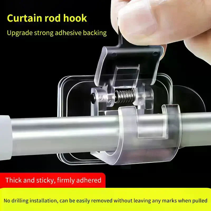 10-Pack No-Drill Curtain Rod Brackets – Strong Adhesive Hooks Curtain Rod Brackets SPOT