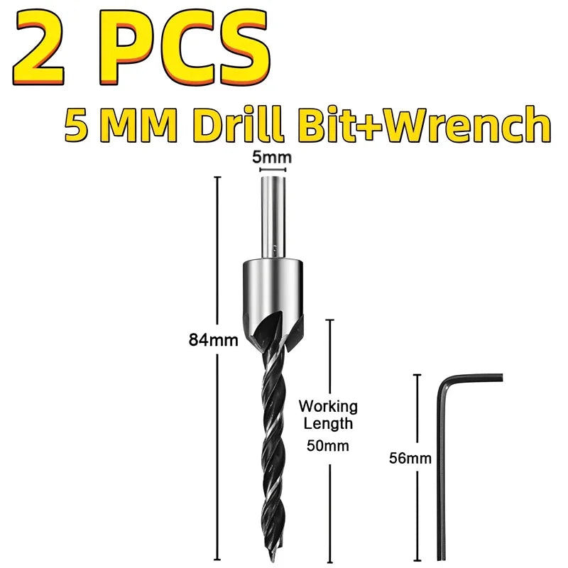 8-Pc HSS Countersink Drill Bit Set – Woodworking Chamfer Countersink Drill Bit Set SPOT 5MM Silver