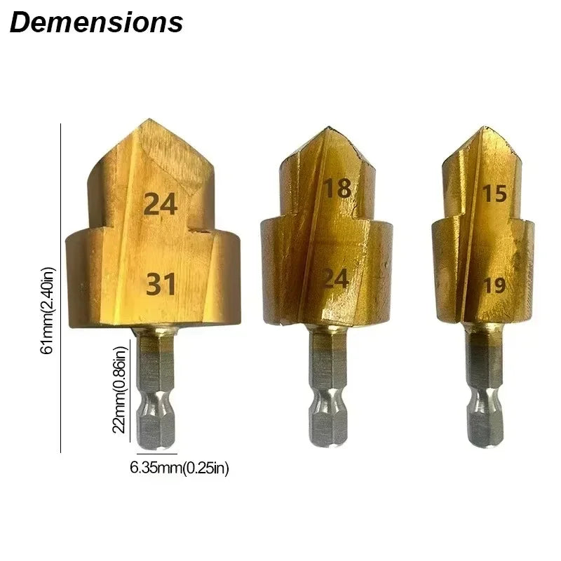 PPR Pipe Step Drill Bit Set 20/25/32mm – Hex Shank Step Drill Bit Set SPOT