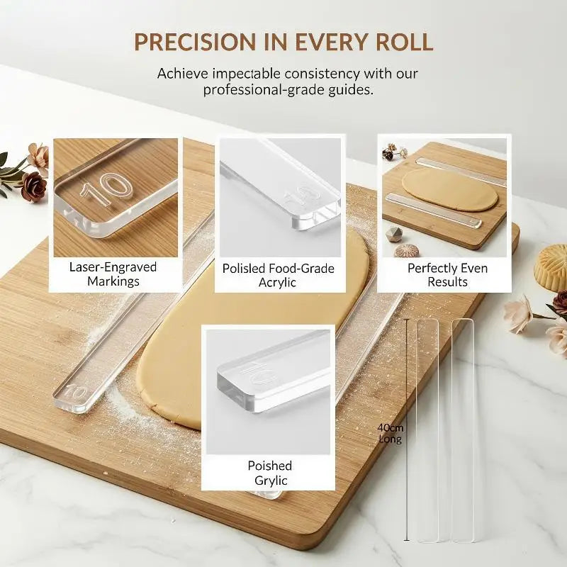 Acrylic Rolling Pin Thickness Guides 2–5mm | 2-Pack Baking Tool Baking Thickness Guide SPOT