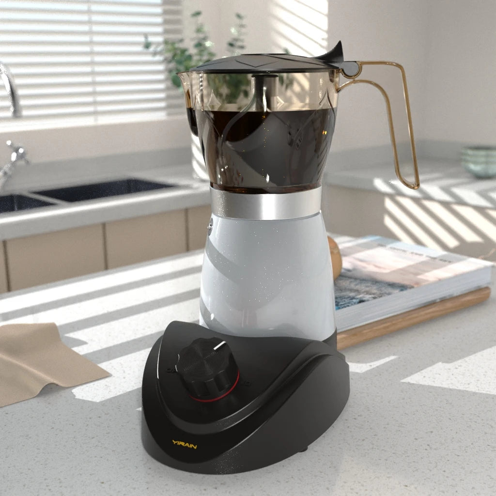 6-Cup Electric Moka Pot – Aluminum Espresso Coffee Maker Electric Moka Pot SPOT