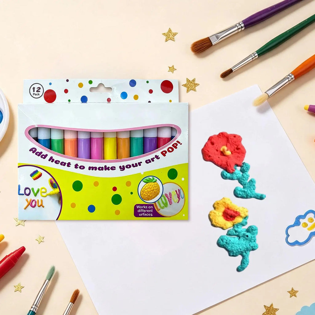 3D Puffy Popcorn Pens Set – DIY Bubble Drawing Kit for Kids Kids Art Pen Set SPOT