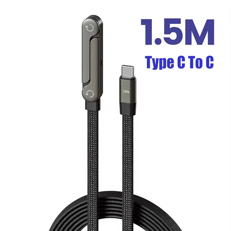 2-in-1 USB-C PD 240W Fast Charging Cable with Foldable Stand USB-C Charging Cable SPOT 240w 1.5m black 1.5m