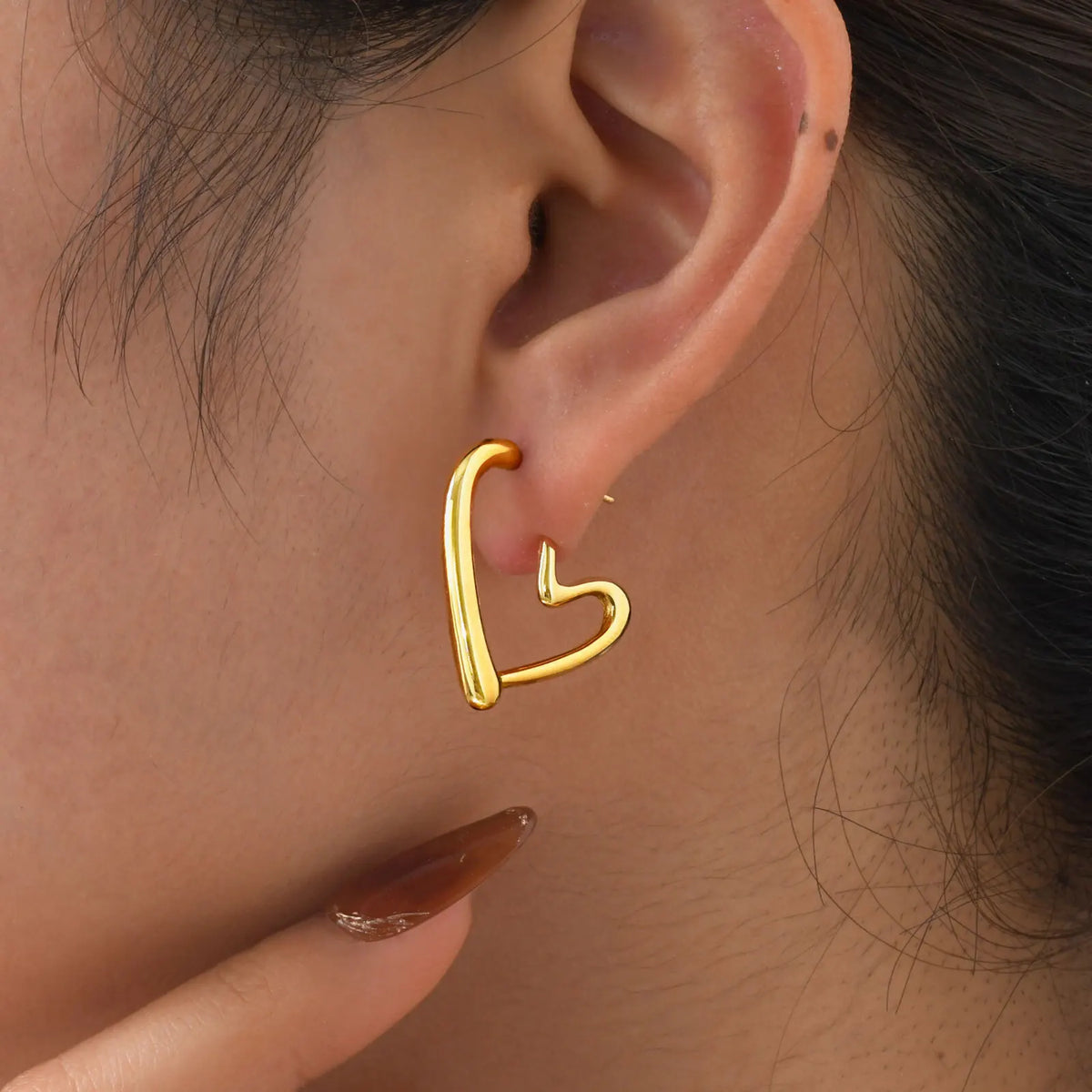 Heart Hoop Earrings – 14K Gold Plated Stainless Steel for Women Hoop Earrings SPOT