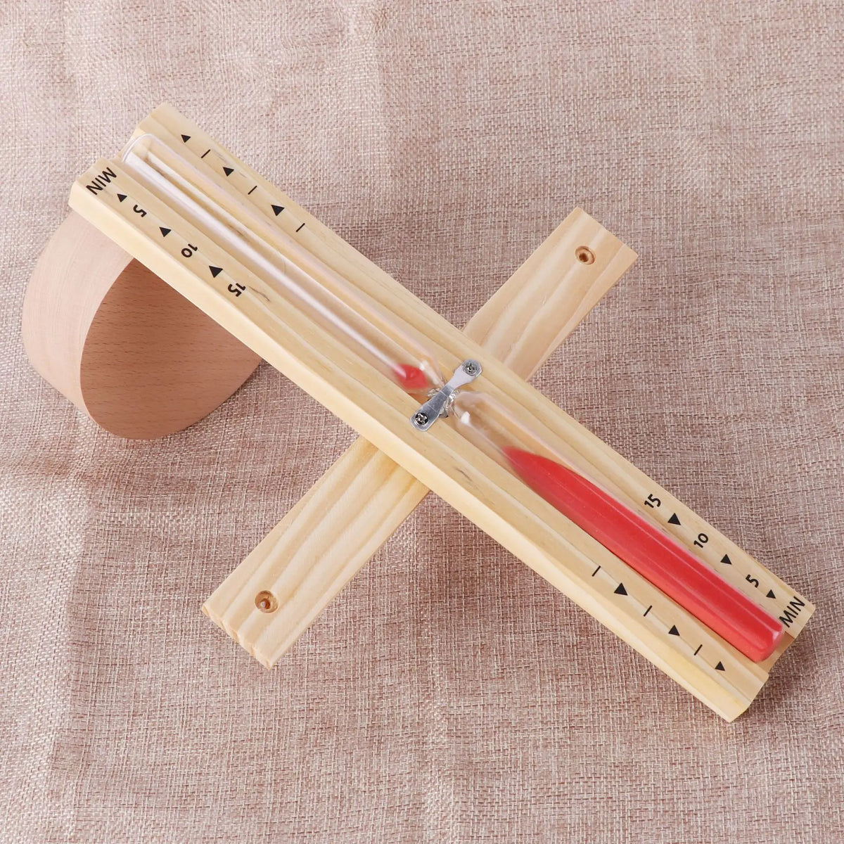 Wall-Mounted Wooden Hourglass Shower Timer – 15 Min Sand Clock Hourglass Shower Timer SPOT 30min-Red