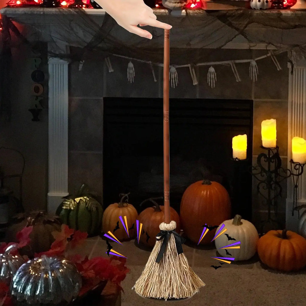 Halloween Floating Witch Broom – Motion Sensor & Spooky Sounds Halloween Decoration Prop SPOT