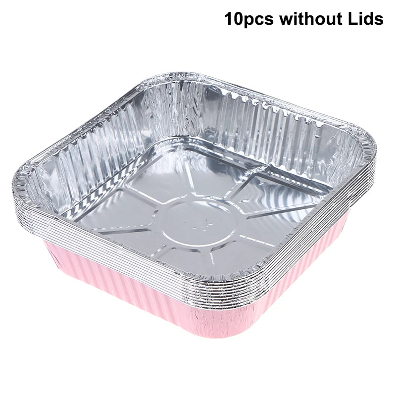 10-Set Aluminum Foil Loaf Pans with Lids & Spoons – Non-Stick Foil Baking Pan Set SPOT A