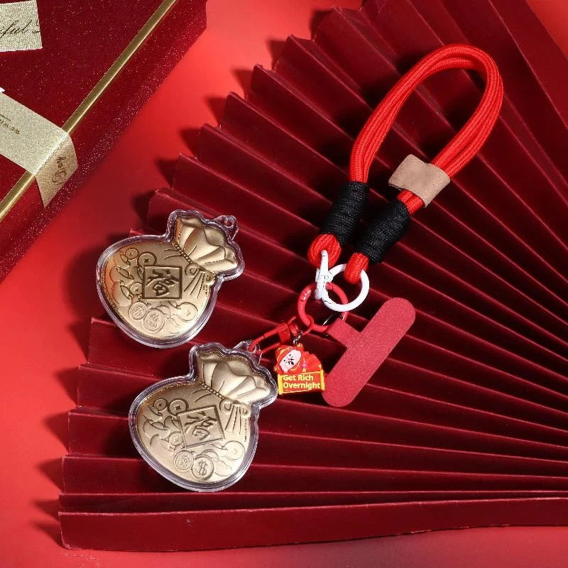 2026 Lucky Fu Bag Keychain – Gold Backpack Charm & Lanyard Keychain Charm SPOT