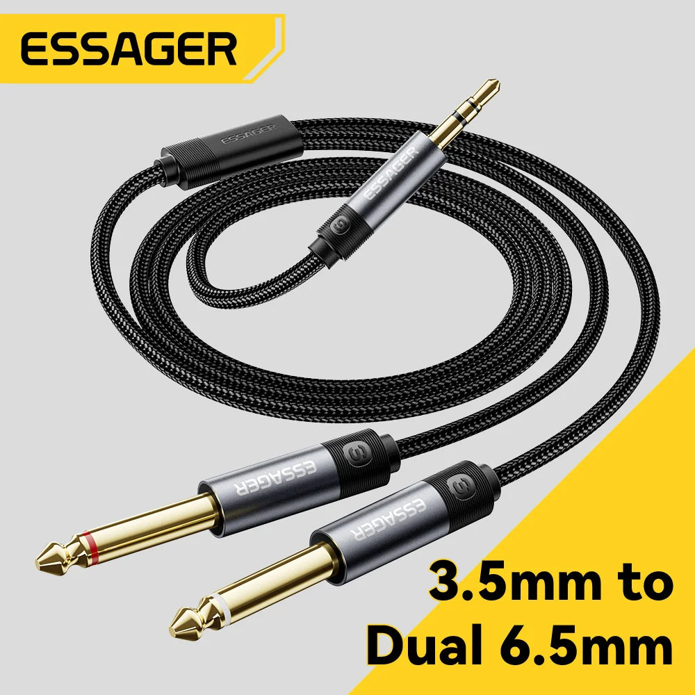 ESSAGER 3.5mm to Dual 6.35mm TRS Y-Splitter Stereo Audio Cable Audio Splitter Cable SPOT