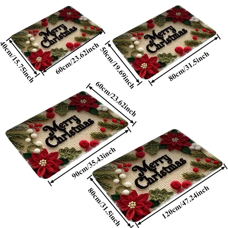 Christmas Door Mat – Santa & Gingerbread Man Indoor/Outdoor Holiday Door Mat SPOT