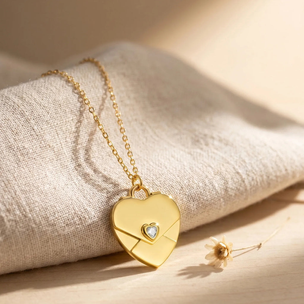 Custom Heart Locket Necklace – Free Laser Engraving | Meaeguet Locket Necklace SPOT