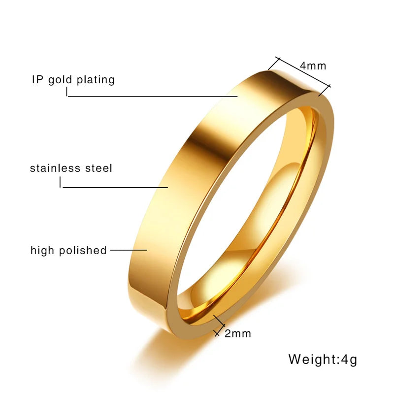 18K Gold Plated Stainless Steel Ring – Plain Wedding Band 2–8mm Wedding Band Ring SPOT
