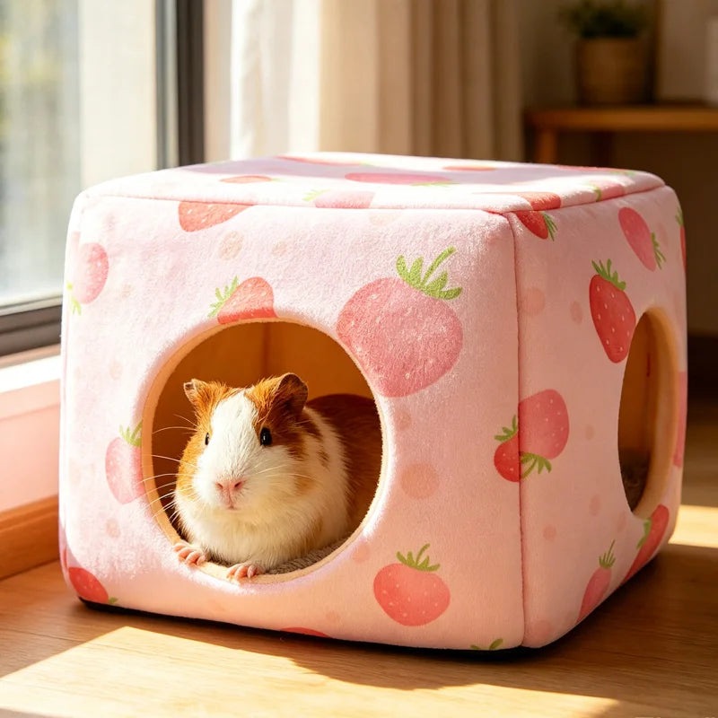 Washable Small Animal Hideout Bed – Guinea Pig, Rabbit & Hamster Small Animal Hideout SPOT Pink