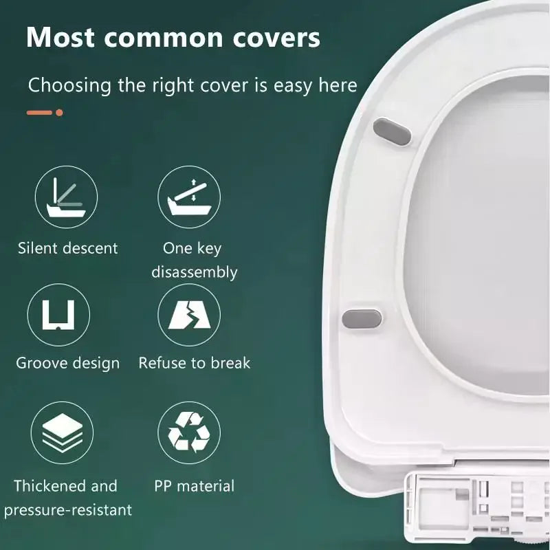Universal Slow-Close Toilet Seat Cover – U/V/O Type PP Board Toilet Seat Cover SPOT