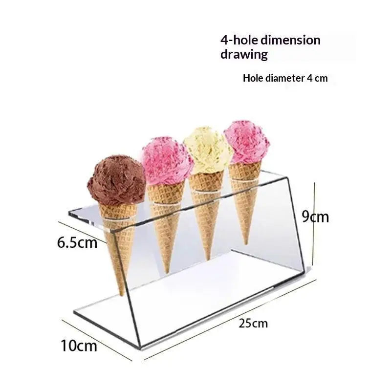 Acrylic Ice Cream Cone Holder – Clear Dessert Display Stand Dessert Display Stand SPOT 4hole 4cm