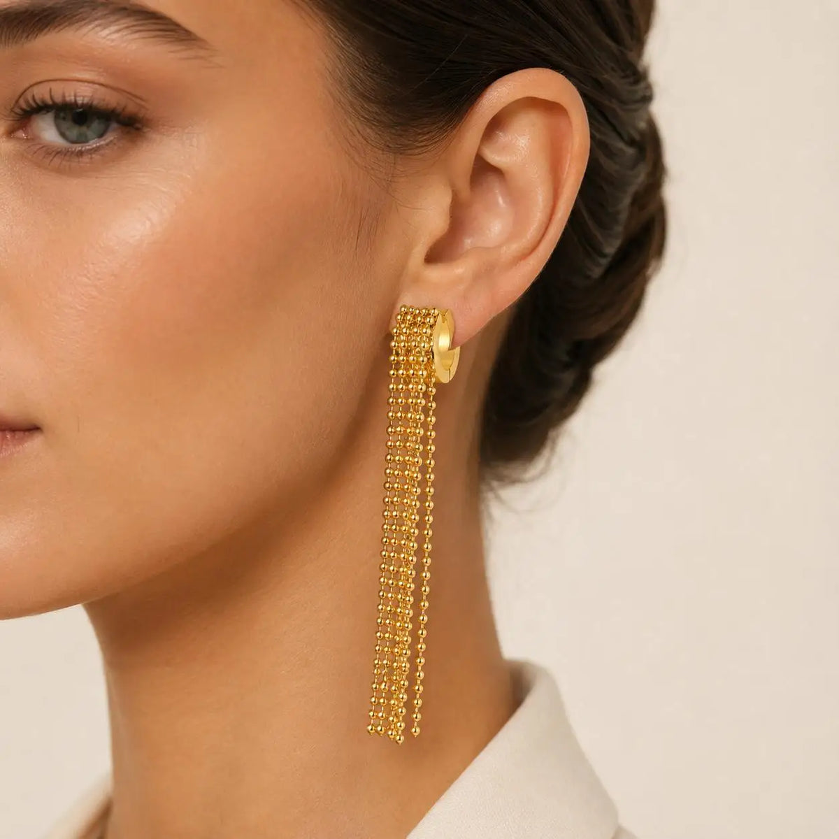 Long Tassel Drop Earrings – Gold Stainless Steel Fringe Tassel Drop Earrings SPOT