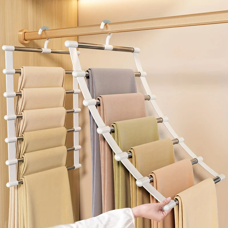 7-Tier Folding Pants Rack – Space-Saving Closet Hanger Organizer Pants Hanger Rack SPOT