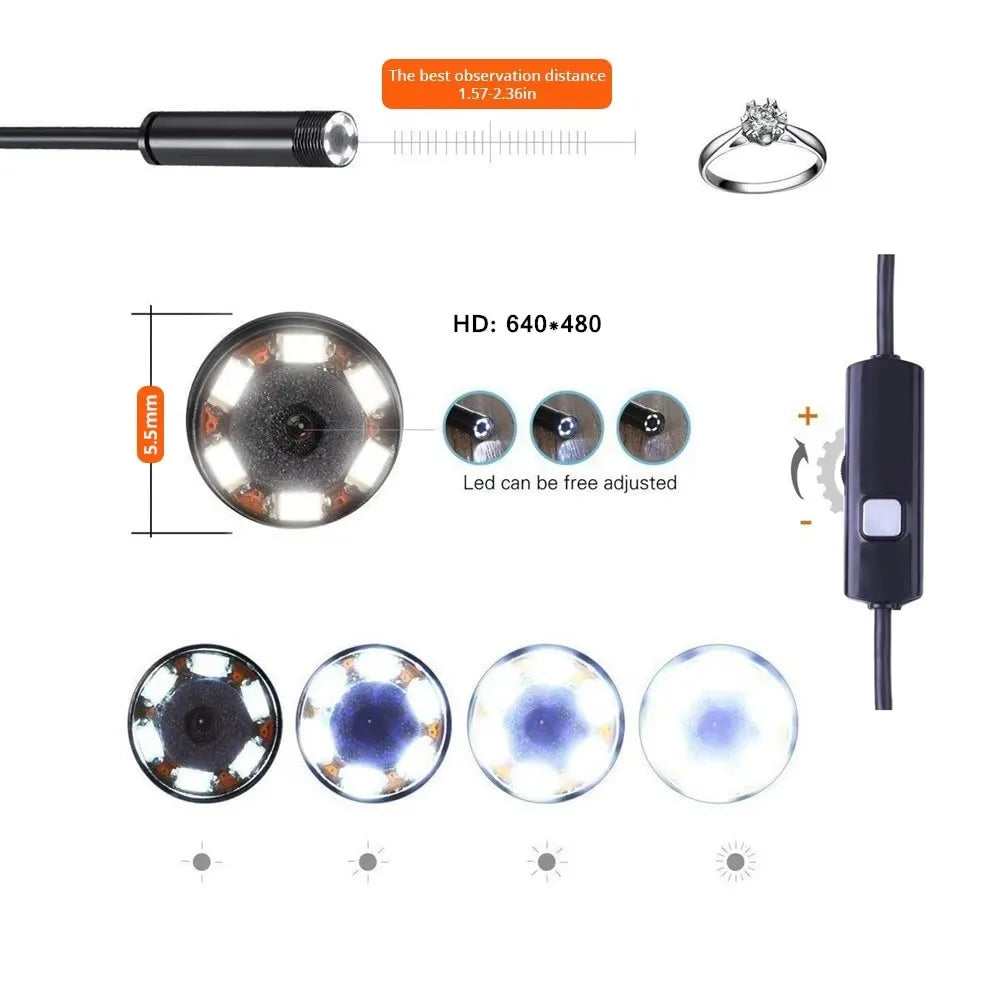 7mm Borescope Inspection Camera 3-in-1 USB Type-C Waterproof Inspection Camera SPOT