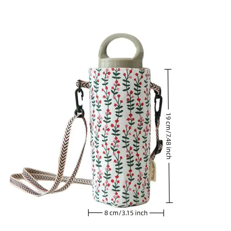 Insulated Canvas Water Bottle Bag – Adjustable Crossbody Strap Bottle Carrier Bag SPOT