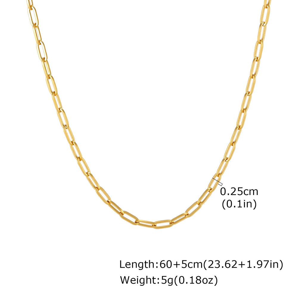 3mm Paperclip Chain Necklace – Stainless Steel Gold Choker Chain Necklace SPOT 2.5mm 60cm