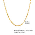 3mm Paperclip Chain Necklace – Stainless Steel Gold Choker Chain Necklace SPOT 2.5mm 60cm