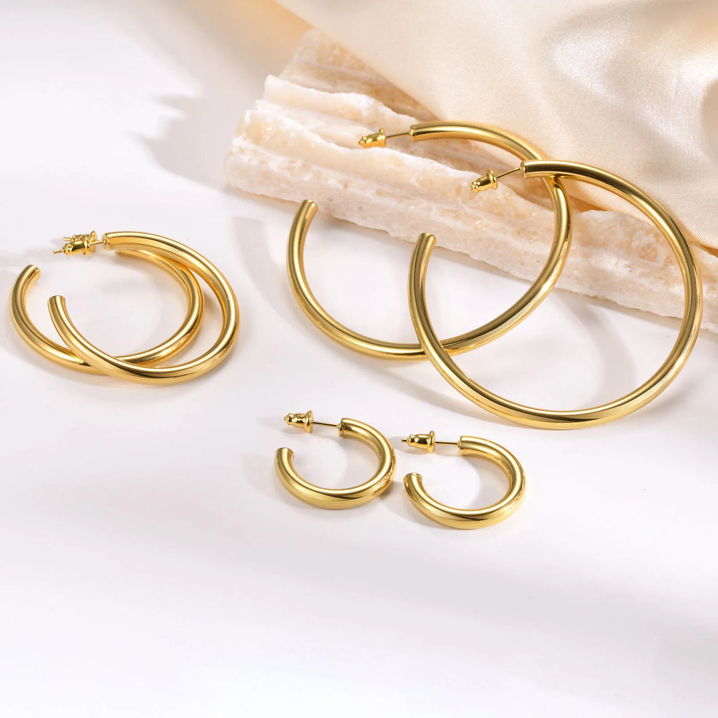 Gold Plated Open Hoop Earrings for Women – 25/42/63mm Hoop Earrings SPOT