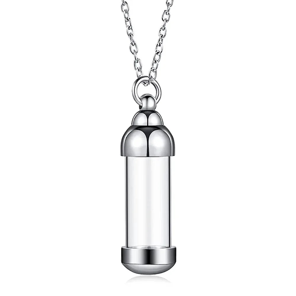 Acrylic Tube Memorial Vial Pendant Necklace – Keepsake Urn Memorial Vial Necklace SPOT AW