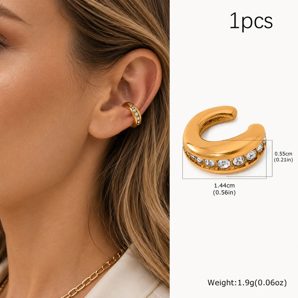 Thick Ear Cuff – Non-Piercing Clip-On Cartilage Earring Clip-On Ear Cuff SPOT EC-048G01-1