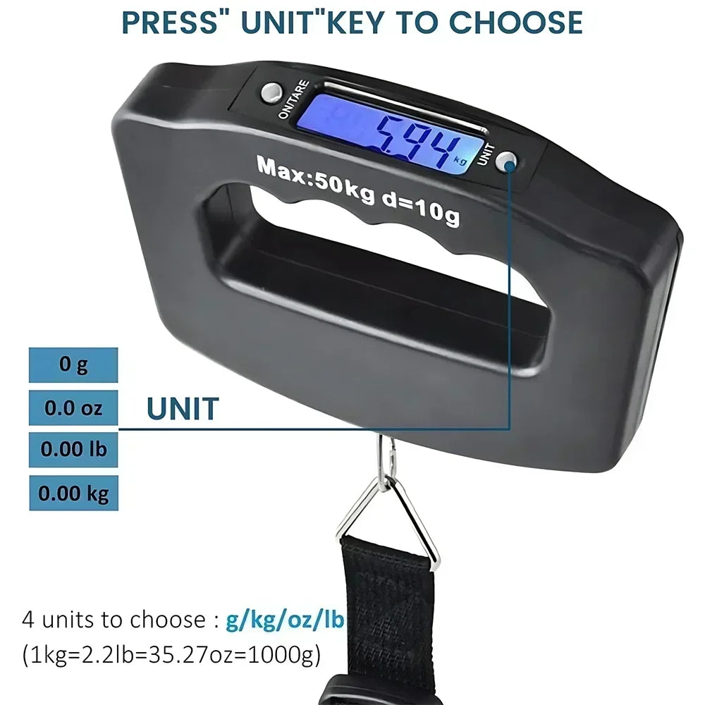 50kg Digital Luggage Scale – Portable Hanging Travel Scale Digital Luggage Scale SPOT