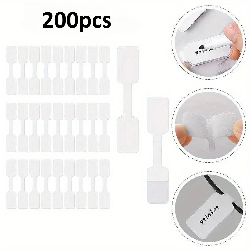 White Self-Adhesive Cable Labels – 100/200pc Writable Cord Tags Cable Label Tags SPOT 200pcs