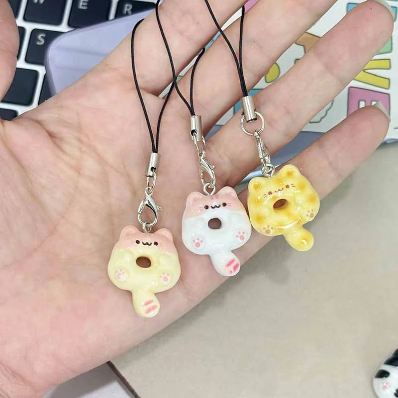 6-Pack Kawaii Cat Cookie Phone Charm Strap & Keychain Set Phone Charm Keychain SPOT