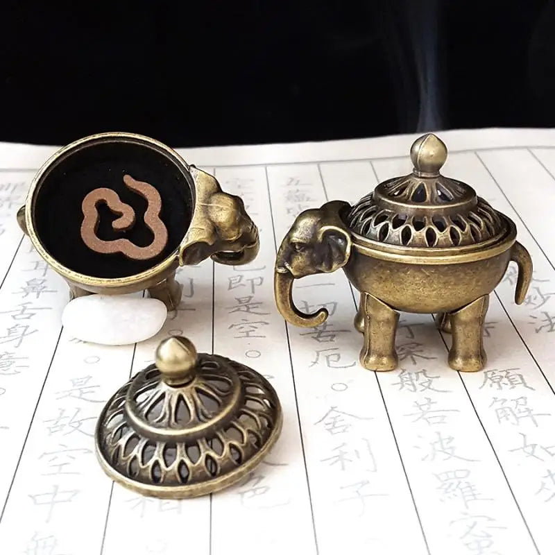 Ancient Elephant Lotus Metal Incense Burner – Yoga Home Decor Incense Burner SPOT
