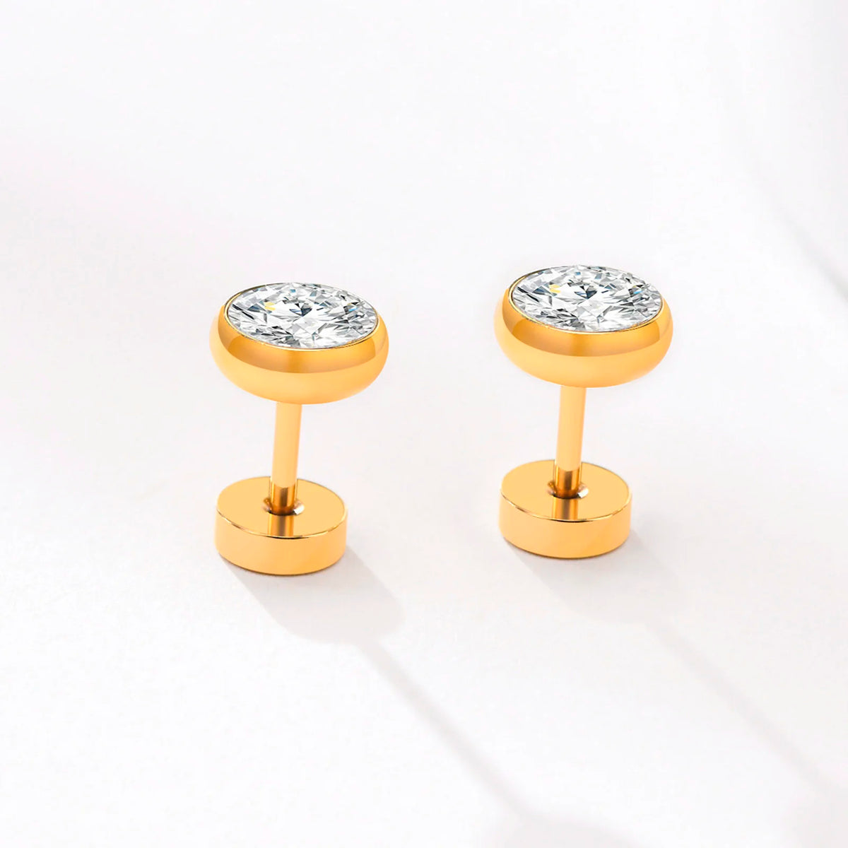 8mm Round CZ Stud Earrings – Bezel Set Cubic Zirconia, Unisex CZ Stud Earrings SPOT