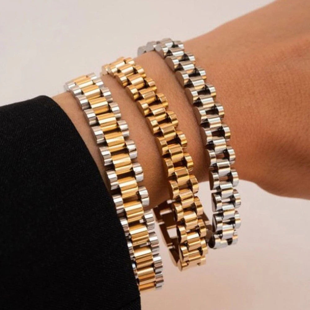 Meaeguet Presidential Link Bracelet – Stainless Steel, Gold/Silver Link Chain Bracelet SPOT