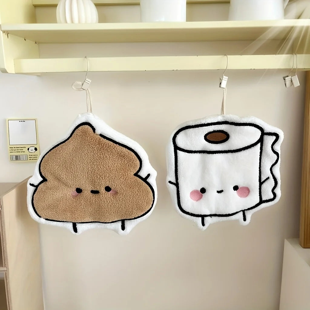 Large Soft Absorbent Hand Towel – Cute Smiling Face Design Novelty Hand Towel SPOT