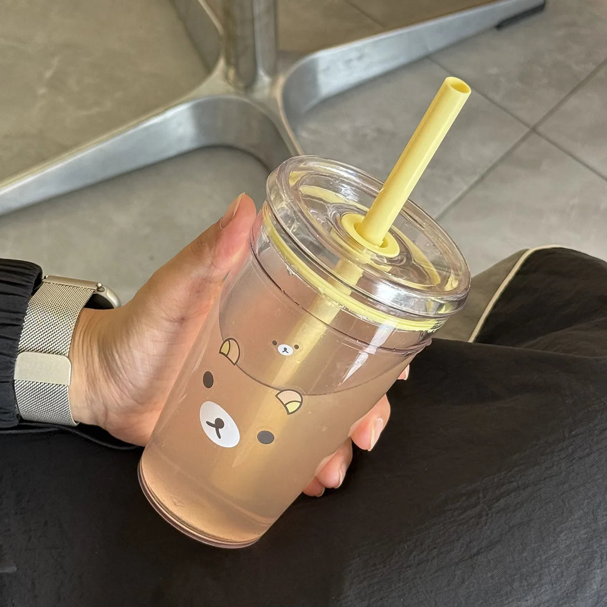 Rilakkuma Bear Straw Cup – Large Kawaii Tumbler with Lid Kawaii Straw Tumbler SPOT