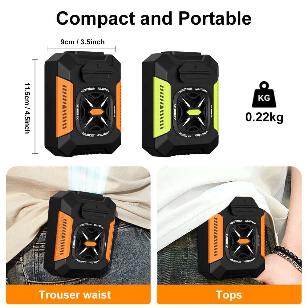 Portable Waist Clip Fan USB Rechargeable – LED Light & Power Bank Portable Clip Fan SPOT