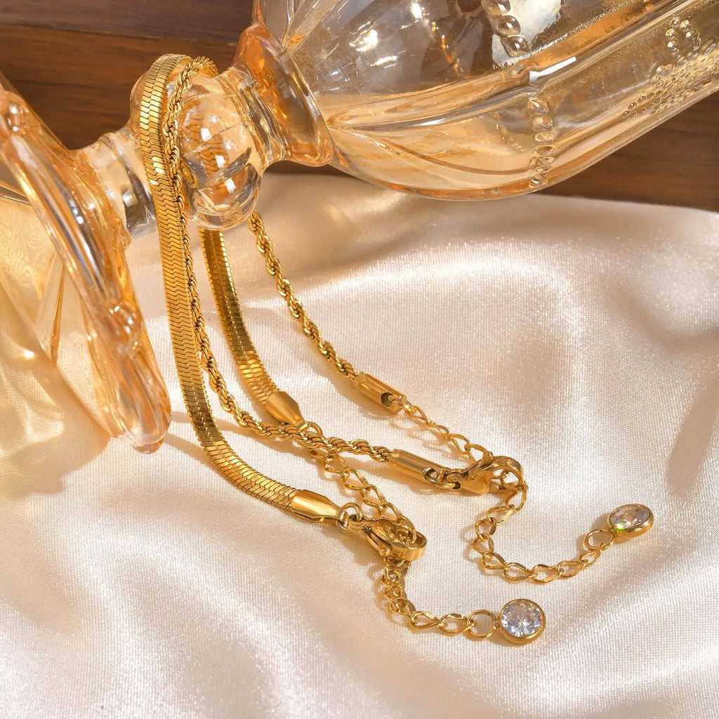 Women's 2-Piece Gold Snake & Rope Chain Bracelet Set Chain Bracelet Set SPOT