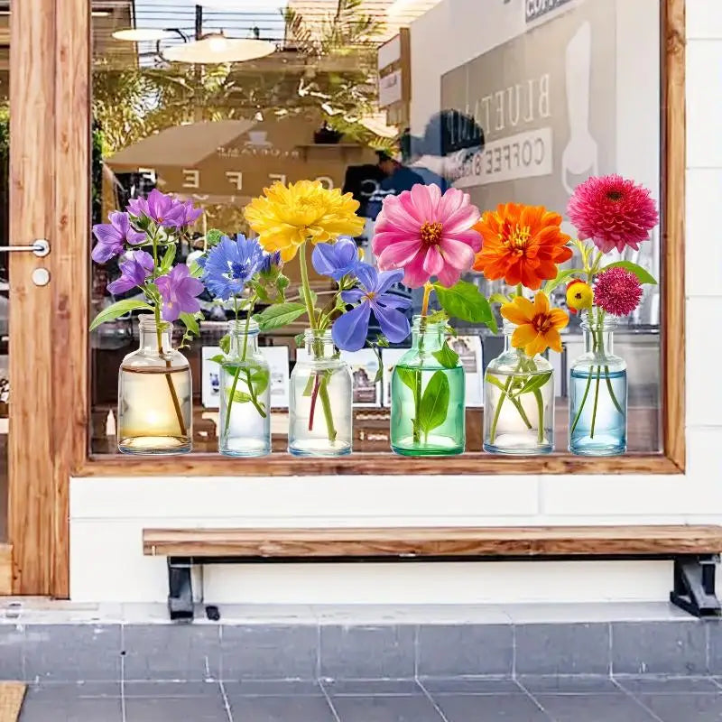 Wildflower Static Cling Window Stickers – No-Adhesive PVC Decals Window Cling Decals SPOT