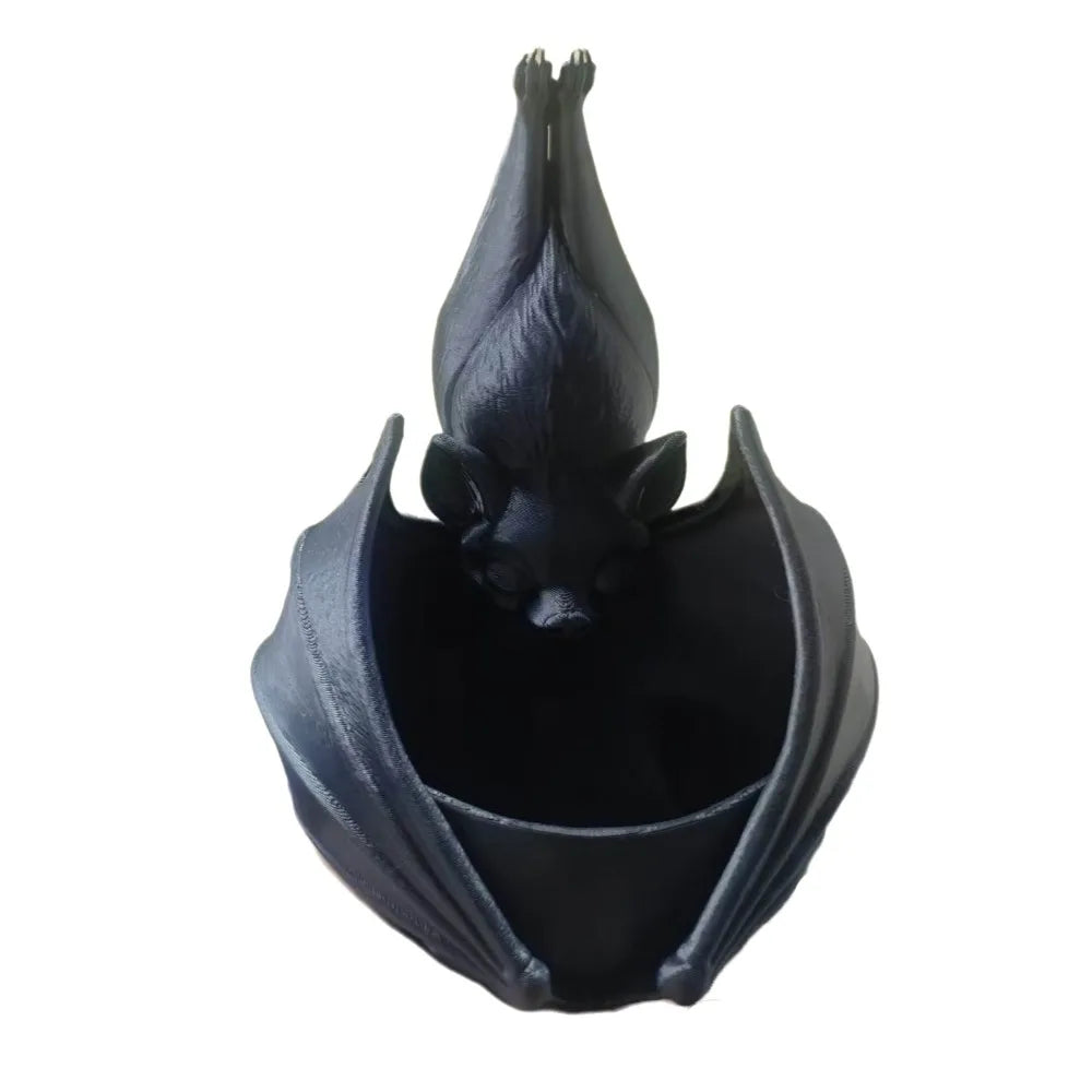 Gothic Bat Hanging Planter – Black Bat Wing Succulent Pot Hanging Planter SPOT black