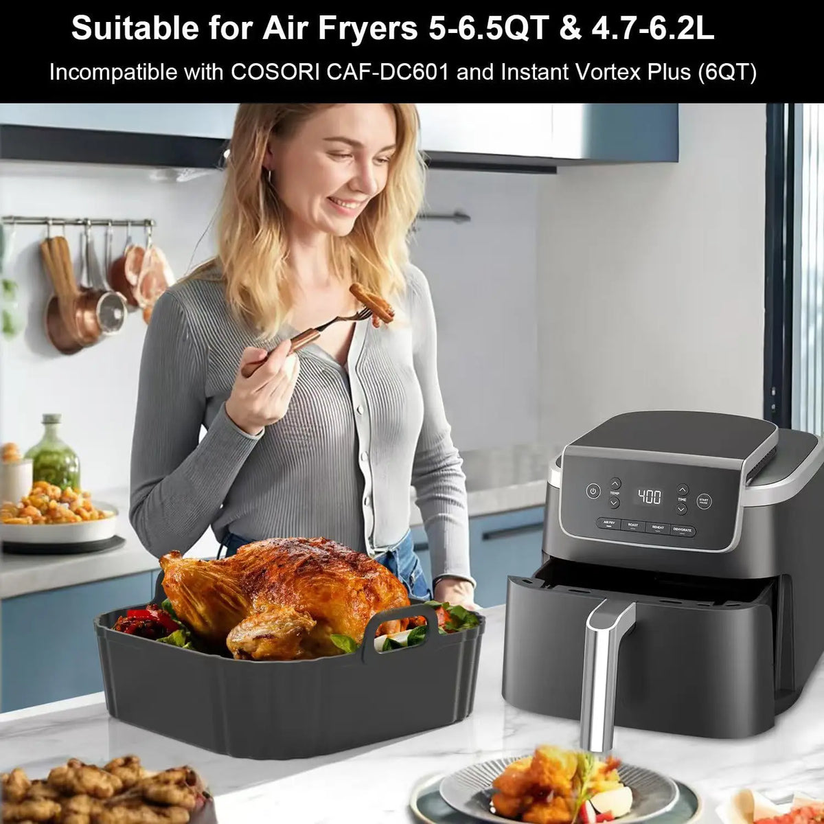 Round Silicone Air Fryer Liner – Reusable Non-Stick Baking Mat Silicone Baking Liner SPOT